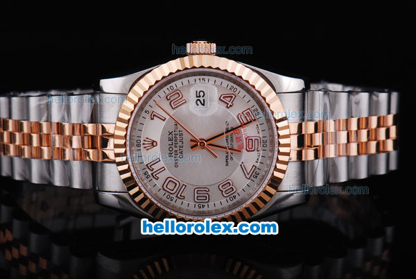 Rolex Datejust Oyster Perpetual Automatic Two Tone with White Dial and Gold Marking-Rose Gold Bezel - Click Image to Close